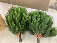 Artificial Cedar Topiary Ball Trees with Ground Spike, Set of 2