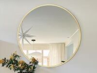 Sxiawe 24 in. W x 24 in. H Medium Round Aluminum Frame Wall Mounted Mirror