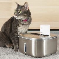 PawsPik BOSS-01 Stainless Steel Rechargeable Battery Operated Cat & Small Dog Water Fountain, 108.2-oz