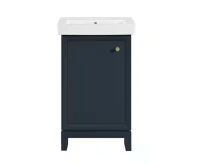 Home Decorators Collection Norris 20 in. Single Sink Midnight Blue Bath Vanity with White Ceramic Top