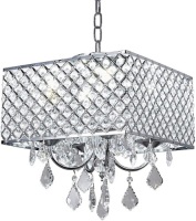 New Galaxy 4-Light Chrome Finish Square Metal and Crystal Chandelier, 12" x 14", Size/Style May Vary Slightly - Appears New&nbsp;
