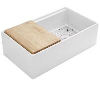 SINKOLOGY Bradstreet II 33 in. Farmhouse Apron Front Undermount Single Bowl Crisp White Fireclay Workstation Kitchen Sink
