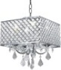 New Galaxy 4-Light Chrome Finish Square Metal and Crystal Chandelier, 12" x 14", Size/Style May Vary Slightly - Appears New&nbsp;