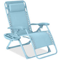 Monochromatic Zero Gravity Patio Chair Recliner w/ Side Tray, Headrest