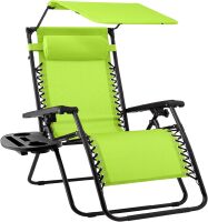 Folding Zero Gravity Recliner Patio Lounge Chair w/ Canopy, Side Tray