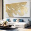 XIANSHOU Wall Decorations for Living Room Gold and White Abstract Canvas Art Oil Painting Large Minimalist Decor Wall Art for Office Bedroom Home