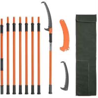 VEVOR Manual Pole Saw, 7.3-27 ft. Tree Pruner with 20 in. Steel Blade Pruning Saw, 8 Fiberglass Poles