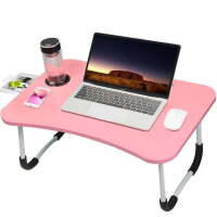Foldable Lap Desk Pink, 23.6 Inch Portable Wood Laptop Desk for Bed Sofa Reading Writing Eating Watching, Pink