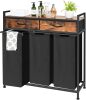 Laundry Sorter 3 Section, 180L Laundry Hamper Basket with Shelf and 2 Drawers, 3 Compartment Clothes Storage Organizer Cart, Pull-Out Removable Oxford Fabric Bags