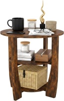 ZEXVIDA Rustic Brown Round Side Table