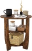 ZEXVIDA Rustic Brown Round Side Table
