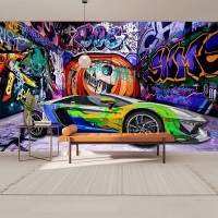 Fabric Graffiti Wall Mural, 151" x 105"
