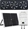 25W Solar Powered Exhaust Fan Kit with 12000mAh Lithium Battery, 2600RPM 10ft Cord IP67 Waterproof Black