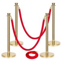 4 Gold Stanchion Posts & 3 Ropes