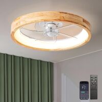 Low Profile Flush Mount Ceiling Fan with LED Light 20"