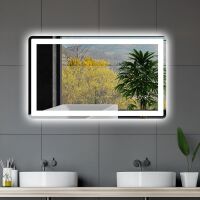 LED Bathroom Mirror 40"x 24" with Front and Backlight, Anti-Fog Dimmable