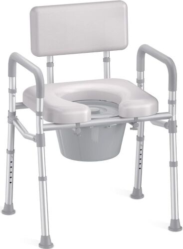 HOMLAND Bedside Commode with Padded Seat and Backrest
