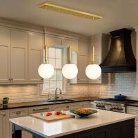 Mid Century Modern White Glass Globe Pendant Lights