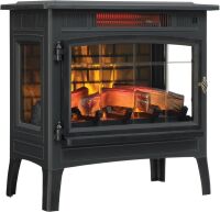 Duraflame Freestanding Electric Fireplace Stove Heater with 3D Flame Effect for 1,000 Sq. Ft. Room, Black