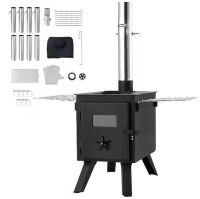 86 in. Alloy Steel Camping Tent Stove, Portable Wood Burning Stove with Chimney Pipes and Gloves