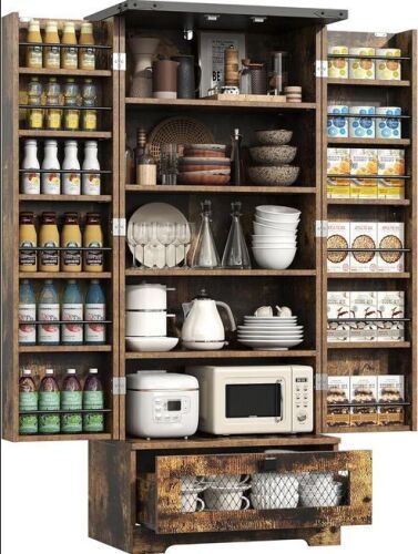 Pantry Cabinet with Adjustable Shelves and Drawer