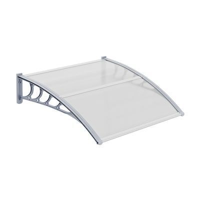 VINGLI 40-in W x 40-in D x 10-in H Polycarbonate Clear Board and Grey Bracket Patio Door Awning
