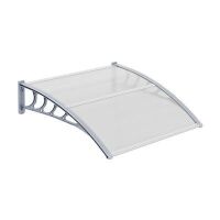 VINGLI 40-in W x 40-in D x 10-in H Polycarbonate Clear Board and Grey Bracket Patio Door Awning
