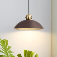 18 Inch Large Farmhouse Pendant Light with Adjustable Brown Dome