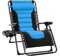 Oversized Padded Zero Gravity Chair, Folding Recliner w/ Headrest, Side Tray
