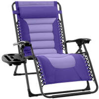 Oversized Padded Zero Gravity Chair, Folding Recliner w/ Headrest, Side Tray