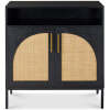 2-Door Rattan Cabinet, Buffet, w/ Cord Cutout & Storage Shelf, Natural
