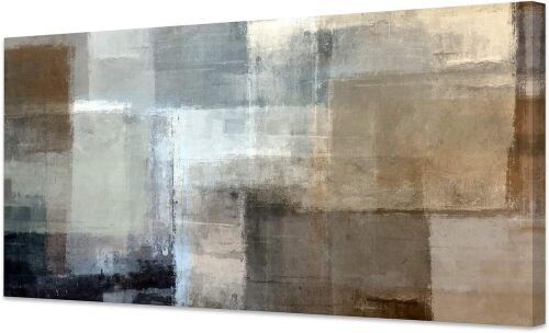 Baisuart Canvas Prints Abstract Wall Art Print Paintings Grey and Brown Stretched Canvas Wooden Framed for living Room Bedroom and Office Home Decor Artwork