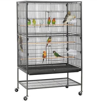 Yaheetech Large Bird Rolling Cage & Storage Shelf, Hammered Black, 52-in H