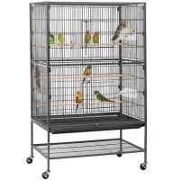 Yaheetech Large Bird Rolling Cage & Storage Shelf, Hammered Black, 52-in H