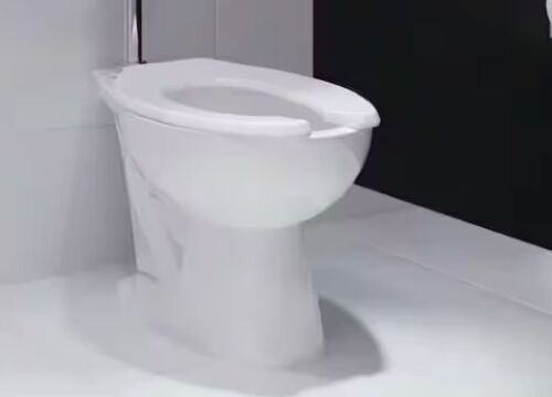 Swiss Madison Sirene Floor-Mounted Comfort Height Commercial Elongated Top Flush Spud Flushometer Toilet Bowl Only in Glossy White