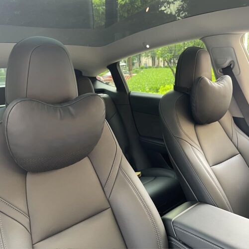 TESBEAUTY Nappa Leather Seat Headrest Pillow for Tesla Model X/SY/3, 2 Pack