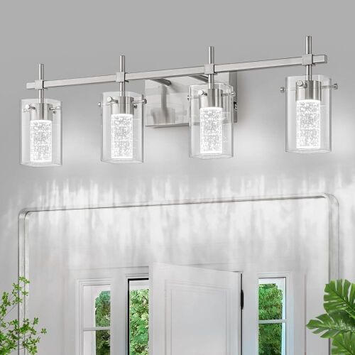 4-Light Brushed Nickel Vanity Light Fixture