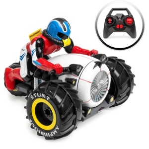 Lot of (2) Kids Amphibious Remote Control Stunt Motorcycle Toy