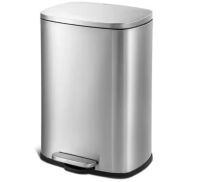 Qualiazero 13 Gal. Stainless Steel Kitchen Trashcan, Step-on