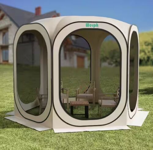 Werph 10 ft. x 10 ft. Beige Portable Canopy Tent with Mesh Mosquito Net