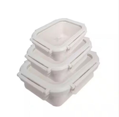 LEXI HOME Brixton 6-Piece Leakproof Porcelain Ceramic Food Storage Containers with Glass Lids Set in Cream