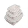 LEXI HOME Brixton 6-Piece Leakproof Porcelain Ceramic Food Storage Containers with Glass Lids Set in Cream