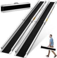 7FT Portable Wheelchair Ramp, Adjustable Wheelchair Ramps for Home Steps, 1200LBS Capacity Telescopic Non-Skid Threshold Handicap Wheel Chair Ramp for Doorways