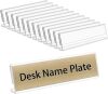 NIUBEE 12 Pack Acrylic 2x8 Name Plates for Desks,Horizontal Slant Back 2x8 Sign Holder for Table Display,Plastic Name License Plate Holder for Office Classroom Teacher Kids Woman Man,Blank