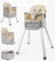 4-in-1 High Chair for Babies and Toddlers, Convertible High Chair, Baby High Chair with Adjustable Tray, Portable High Chair with 5-Point Harness, Compact High Chair with Footrest, Light Gray