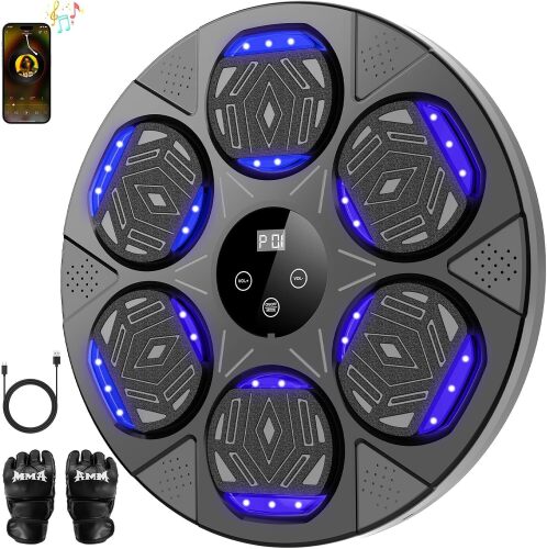 Music Boxing Machine, Boxing Wall Mount Machine for Kids Adult, Bluetooth Smart Boxing Traineing Machine with Boxing Gloves, Boxing Workout Equipment Target for Home, Office, Gym