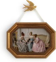 Zelvix Vintage Wall Art Framed, Gold Framed Wall Art Decor, Gossip Classical Vintage Painting Prints, 8"x12" Picture Frame for Living Room Bathroom Kitchen Bedroom
