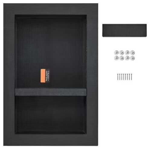 16 in. W x 24 in. H x 3.5 in. D Shower Niche Ready for Tile Double Shelf Organizer in Black