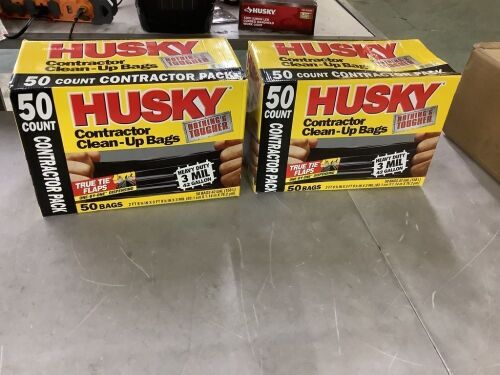 Lot of (2) Husky 42 Gal. Contractor Bags 50ct