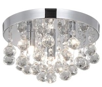 3 Light Small Crystal Flush Mount Ceiling Light, E-Commerce Return, Sold as is